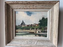 Tableau ancien huile Pont du Carrousel à Paris Signature à identifier