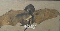 Tableau ancien huile, Portrait D'une Chauves-souris 1961