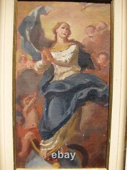 Tableau ancien huile Vierge / Marie Immaculée Conception