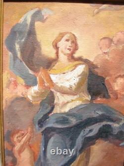 Tableau ancien huile Vierge / Marie Immaculée Conception