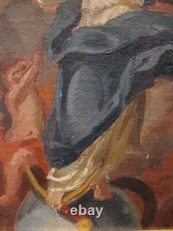Tableau ancien huile Vierge / Marie Immaculée Conception