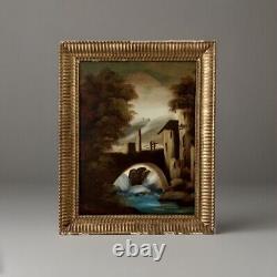 Tableau ancien huile XIX XX paysage du soir Italien impressionnisme signé Rossi