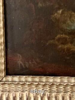 Tableau ancien huile XIX XX paysage du soir Italien impressionnisme signé Rossi