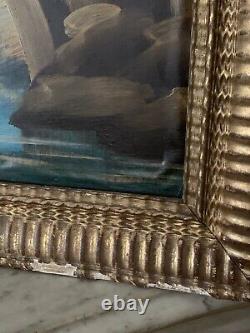 Tableau ancien huile XIX XX paysage du soir Italien impressionnisme signé Rossi