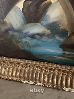 Tableau ancien huile XIX XX paysage du soir Italien impressionnisme signé Rossi