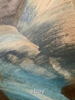 Tableau ancien huile XIX XX paysage du soir Italien impressionnisme signé Rossi
