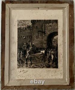 Tableau ancien huile XIX XX paysage du soir Italien impressionnisme signé Rossi