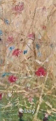 Tableau ancien huile XIX femme à l'ombrelle chien Coquelicot Walter SHAW SPARROW