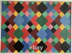Tableau ancien huile abstrait cubique signé Dominique Cagninacci peintre Corse