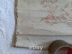 Tableau ancien huile allégorie angelots putti musicien flûte violon ruban