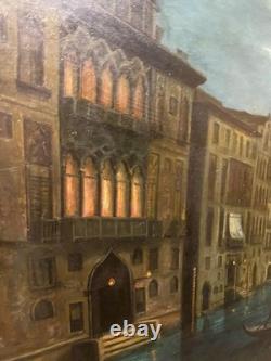 Tableau ancien huile basilique Santa Salute, Grand Canal, Italie, Venise