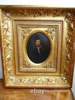 Tableau ancien huile bois 19 th portrait d Homme old painting portrait of man