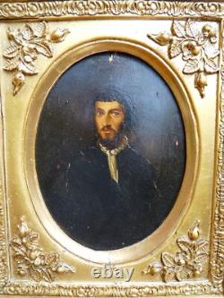 Tableau ancien huile bois 19 th portrait d Homme old painting portrait of man