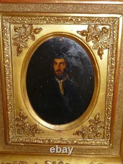 Tableau ancien huile bois 19 th portrait d Homme old painting portrait of man
