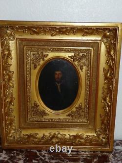 Tableau ancien huile bois 19 th portrait d Homme old painting portrait of man