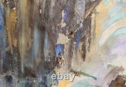 Tableau ancien huile composition abstraite