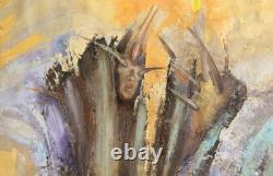 Tableau ancien huile composition abstraite