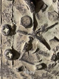 Tableau ancien huile composition mixte sculpture boulons femme mélancolie signé