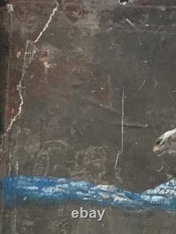 Tableau ancien huile composition mixte sculpture cheval cavalier signé Revest