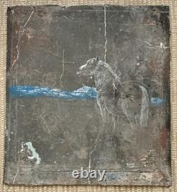 Tableau ancien huile composition mixte sculpture cheval cavalier signé Revest Tableau ancien huile composition mixte sculpture cheval cavalier signé Revest