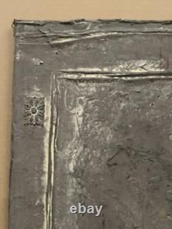 Tableau ancien huile composition mixte sculpture portrait enfant motif moulures