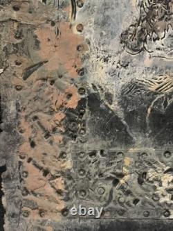 Tableau ancien huile composition mixte sculpture portrait femme mélancolie