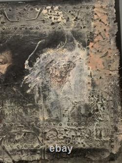 Tableau ancien huile composition mixte sculpture portrait femme mélancolie