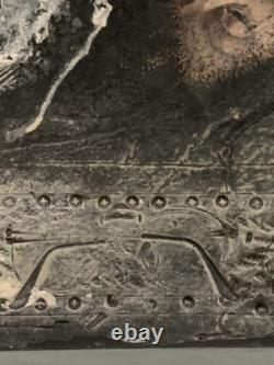 Tableau ancien huile composition mixte sculpture portrait femme mélancolie