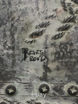 Tableau ancien huile composition mixte sculpture portrait femme mélancolie