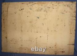 Tableau ancien huile cubiste paysage bateau