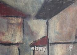 Tableau ancien huile cubiste paysage urbain Tableau ancien huile cubiste paysage urbain