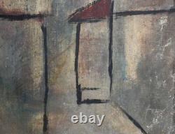Tableau ancien huile cubiste paysage urbain Tableau ancien huile cubiste paysage urbain