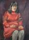 Tableau ancien huile européen portrait de femme signé