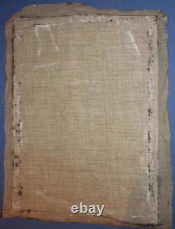 Tableau ancien huile européen portrait de femme signé