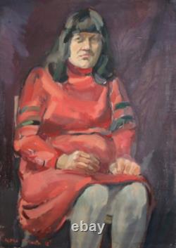 Tableau ancien huile européen portrait de femme signé