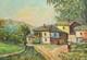 Tableau ancien huile expressionniste paysage village