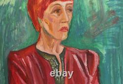 Tableau ancien huile expressionniste portrait de femme