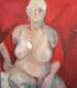 Tableau ancien huile expressionniste portrait femme nue
