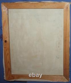 Tableau ancien huile expressionniste portrait femme nue