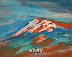 Tableau ancien huile fauve paysage de montagne signé