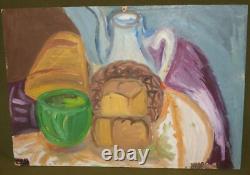 Tableau ancien huile impressionniste nature morte