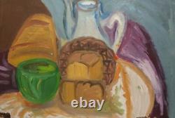 Tableau ancien huile impressionniste nature morte
