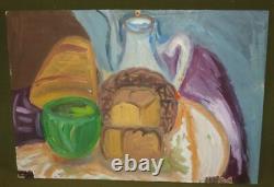 Tableau ancien huile impressionniste nature morte
