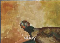 Tableau ancien huile impressionniste nature morte oiseau