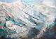 Tableau ancien huile impressionniste paysage de montagne signé