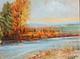 Tableau ancien huile impressionniste paysage fluvial sign&eacute;