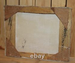 Tableau ancien huile impressionniste paysage rivière signé