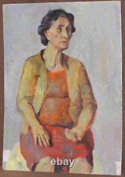 Tableau ancien huile impressionniste portrait de dame