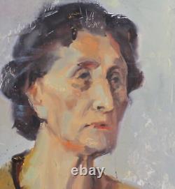 Tableau ancien huile impressionniste portrait de dame