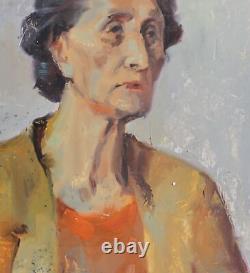 Tableau ancien huile impressionniste portrait de dame